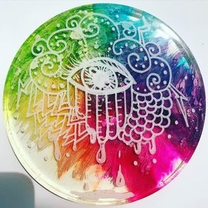 🌈Rainbow Eye Large Resin Coaster